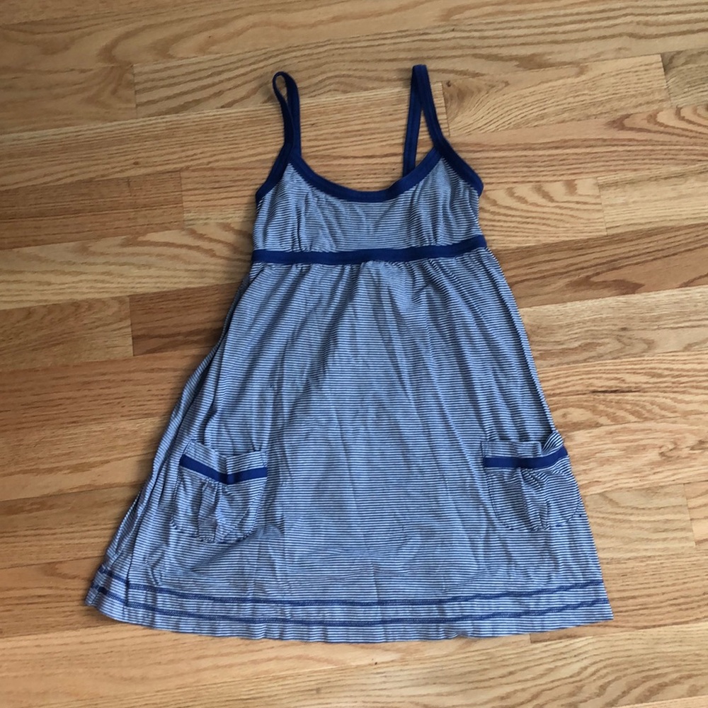 Blue and white striped summer dress